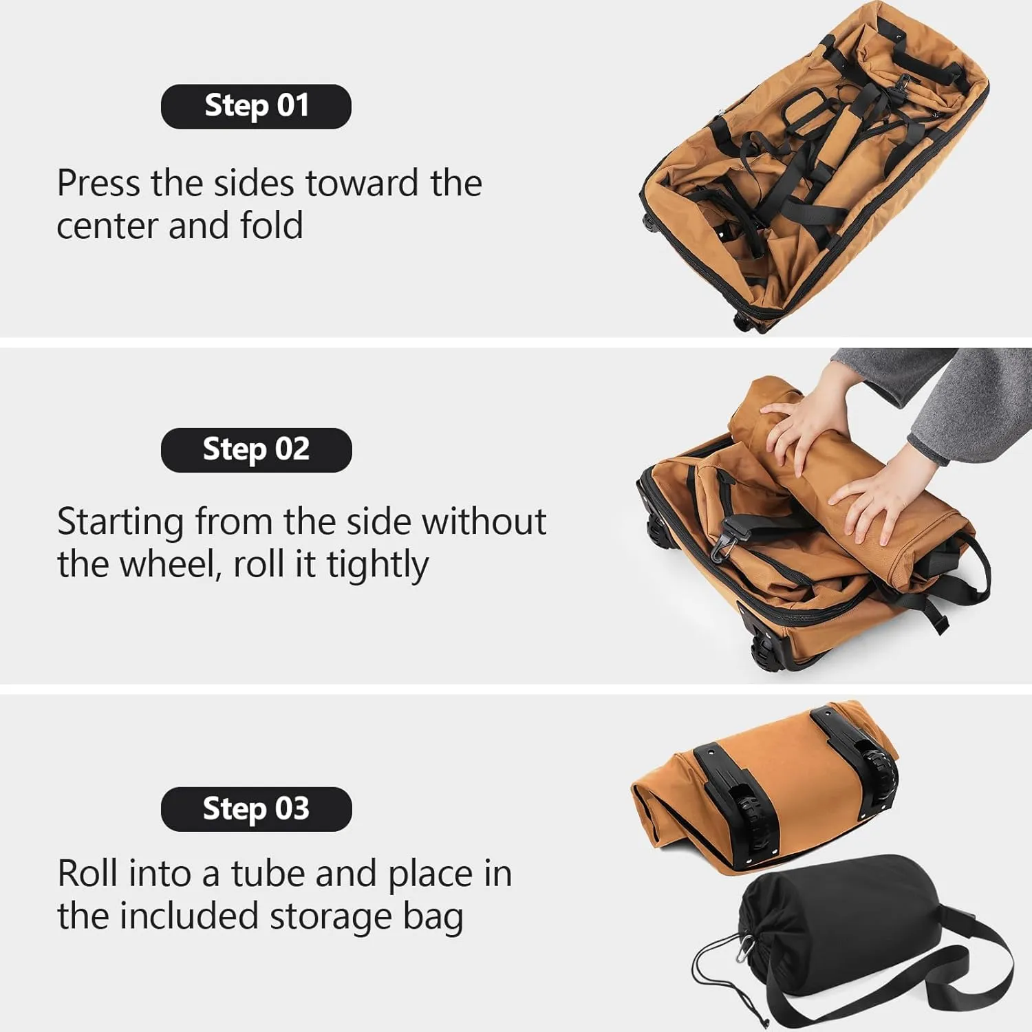 110L/140L Expandable Soft-Sided Foldable Duffle Bag with 2 Rubber Wheels,Packable 32 Rolling Carry-On with Multi-Pockets & Compartments,Coffee