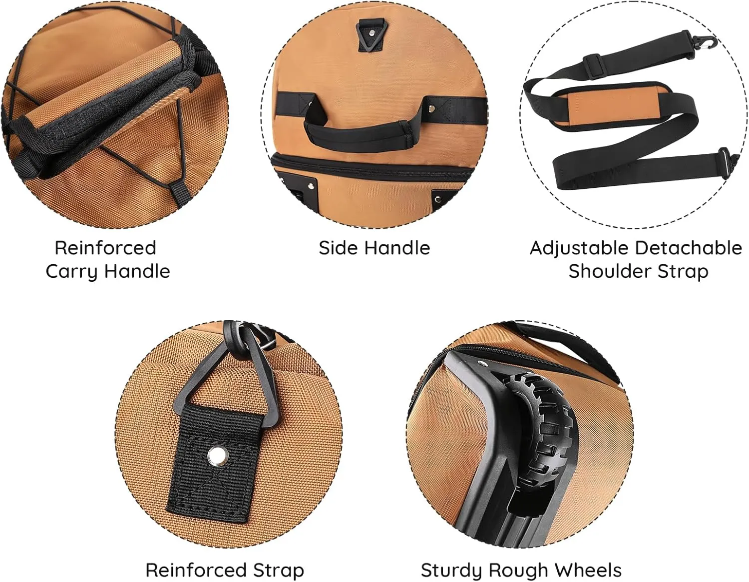 110L/140L Expandable Soft-Sided Foldable Duffle Bag with 2 Rubber Wheels,Packable 32 Rolling Carry-On with Multi-Pockets & Compartments,Coffee
