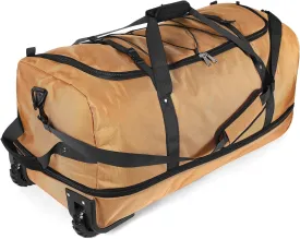 110L/140L Expandable Soft-Sided Foldable Duffle Bag with 2 Rubber Wheels,Packable 32 Rolling Carry-On with Multi-Pockets & Compartments,Coffee