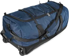 110L/140L Expandable Soft-Sided Foldable Duffle Bag with 2 Rubber Wheels,Packable 32 Rolling Carry-On with Multi-Pockets & Compartments,Navy Blue