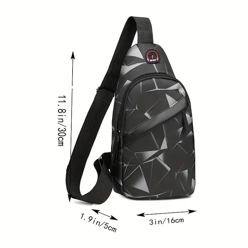 1pc Men's Fashion Camouflage Satchel Bag, Nylon Cloth Casual Bag, Commute Zipper Chest Bag