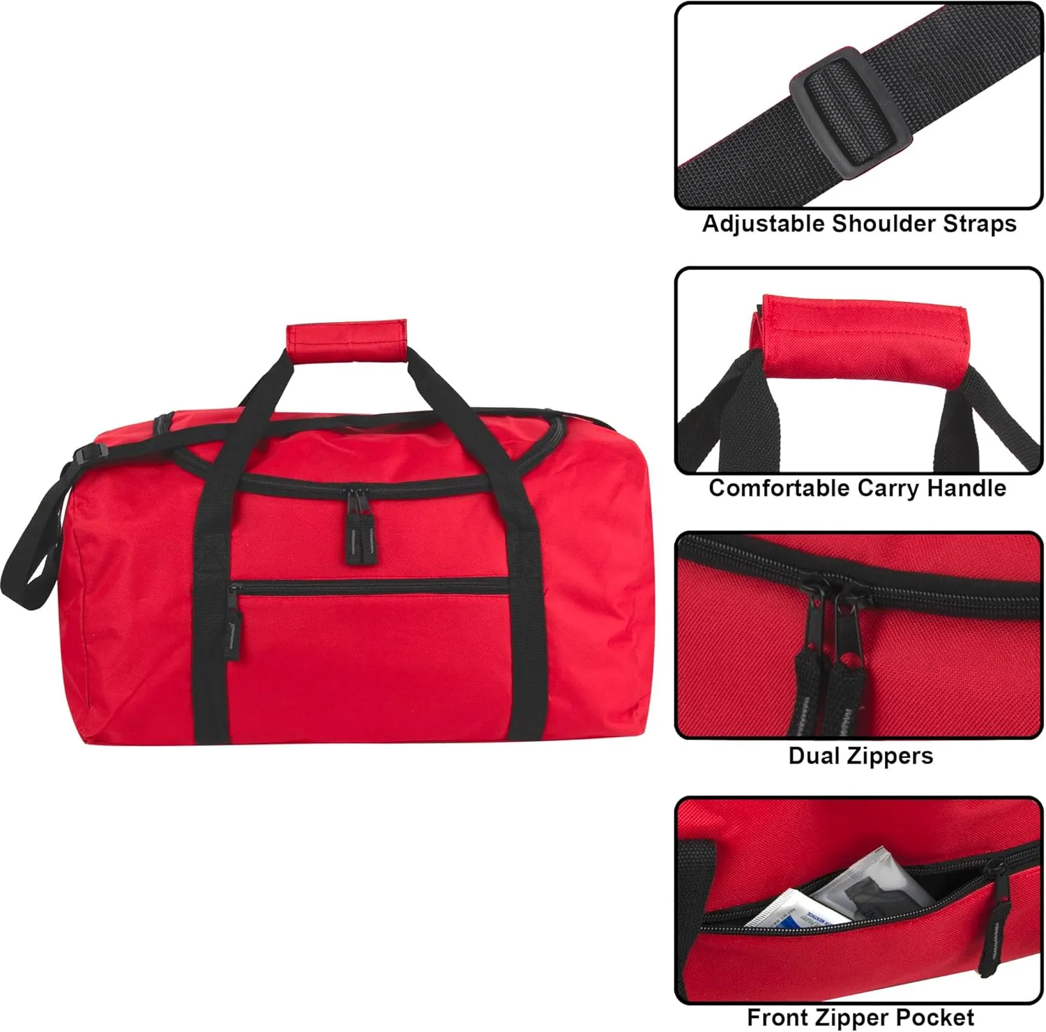20 Inch, 40 Liter Duffel Bag for Men, Women Travel Weekender Overnight Carry-on Shoulder Duffel Tote Bag (Red)