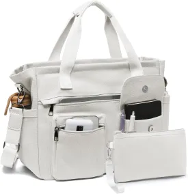 2Pcs/Set Large Canvas Tote Bag for Women, Laptop Work Bags Crossbody Shoulder Hobo Messenger Handbag Purse Travel Gym Totes