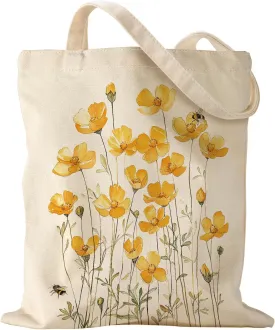 Aesthetic Canvas Tote Bag - Reusable Shoulder Tote Bag for Women Lady Casual Vacation, Shopping, Work, Gym
