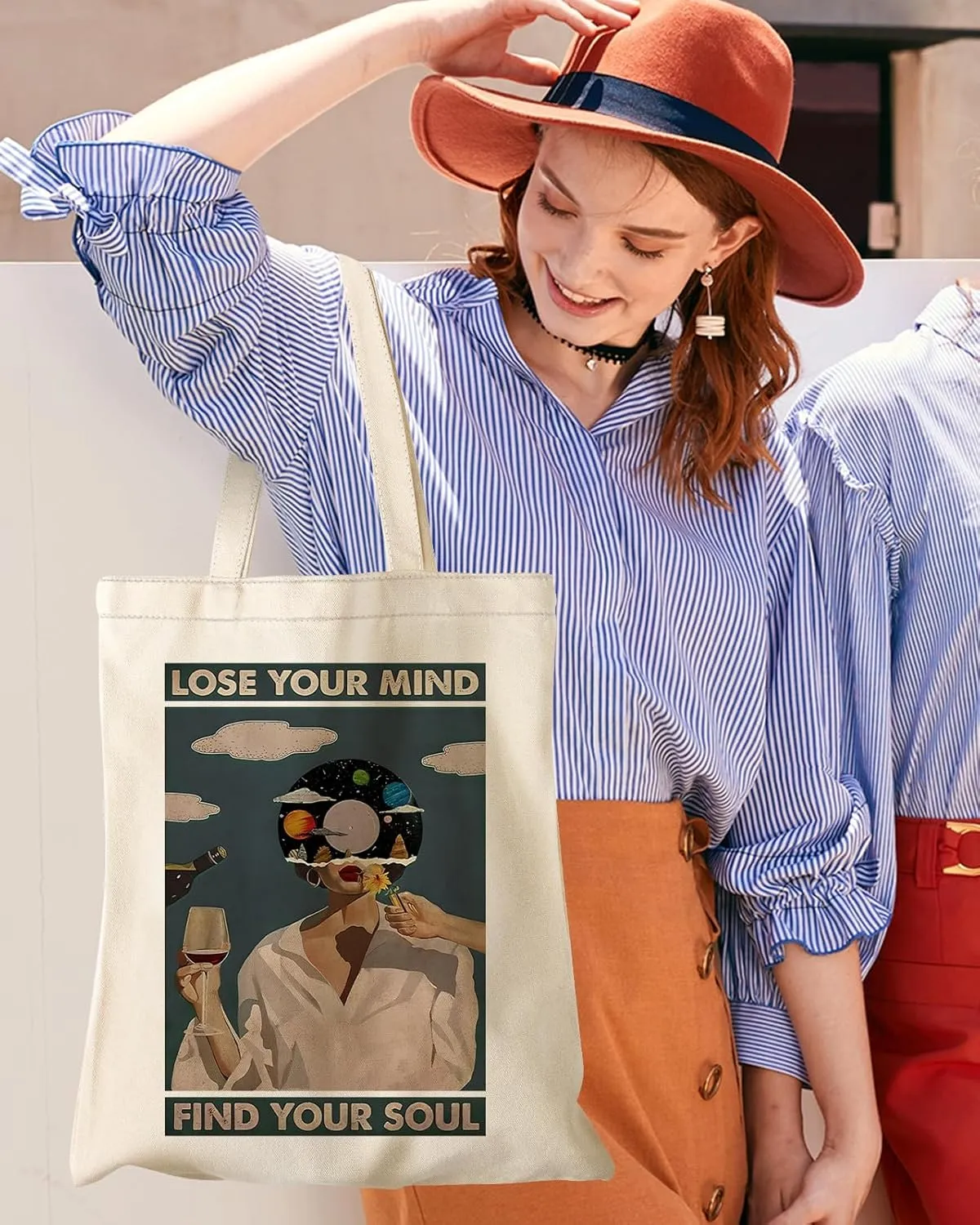 Aesthetic Canvas Tote Bag with Inner Pocket for Women, Cloth Cotton Totes Bag with Pattern for Shopping, Gym