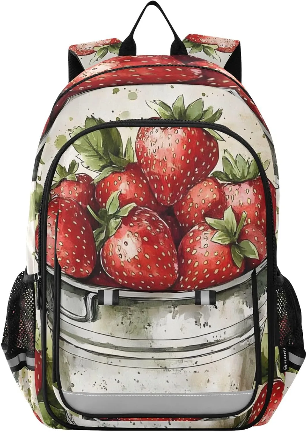 ALAZA Strawberry Garden Flower Bucket Laptop Backpack Purse for Women BookBags 17 inch School Bags Men Boys Girls Travel Casual Daypack