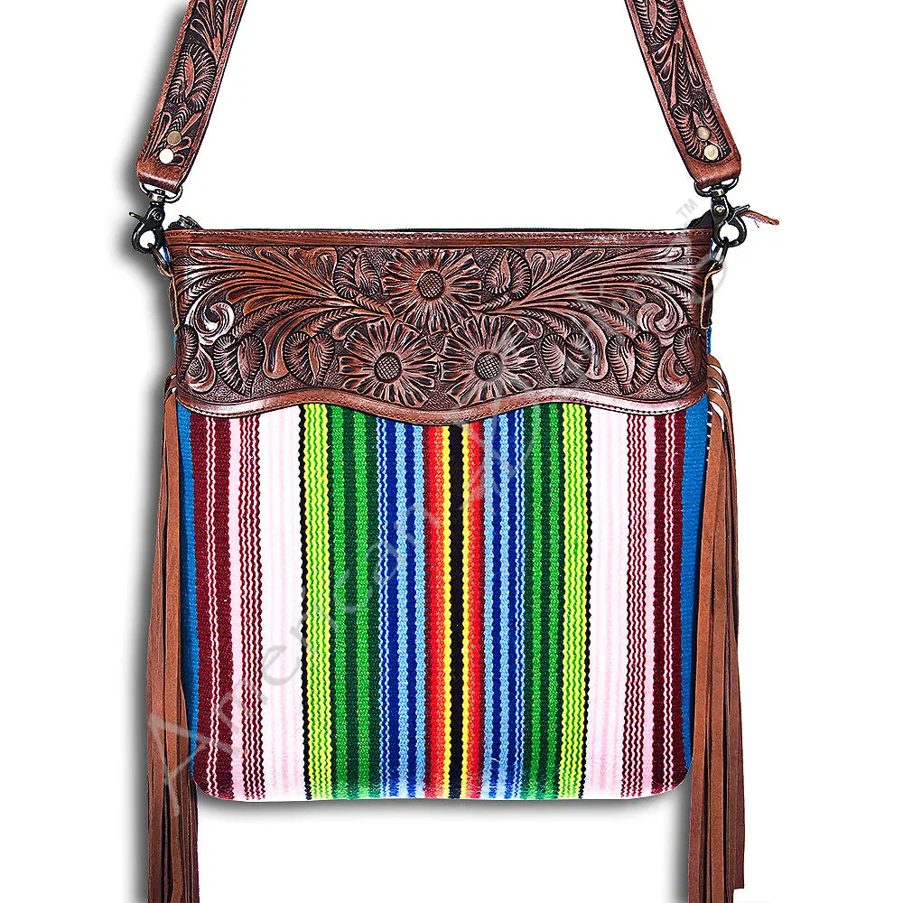 American Darling ADBGZ108R Signature Crossbody Hand Tooled Saddle Blanket Genuine Leather Women Bag Western Handbag Purse