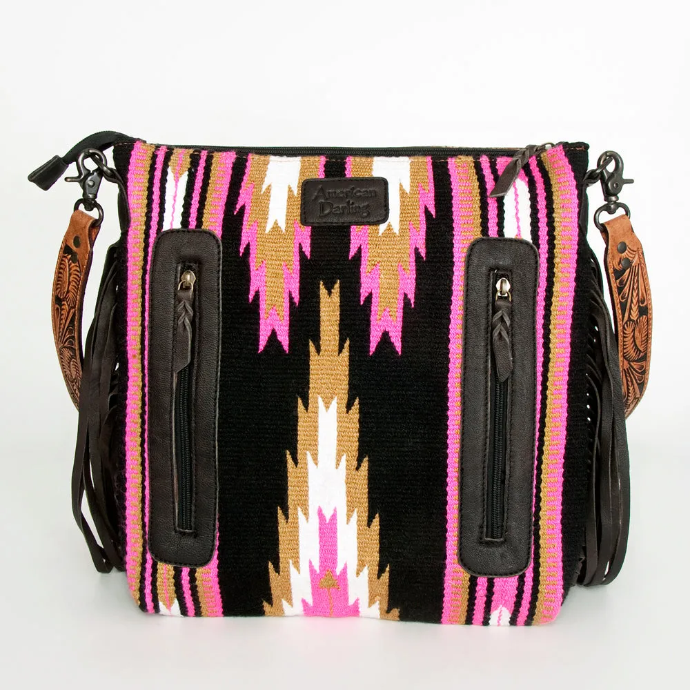 American Darling ADBGZ228 Signature Crossbody Hand Tooled Saddle Blanket Genuine Leather Women Bag Western Handbag Purse