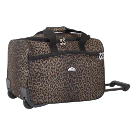 American Flyer Animal Print Wheeled Duffel - Leopard Black