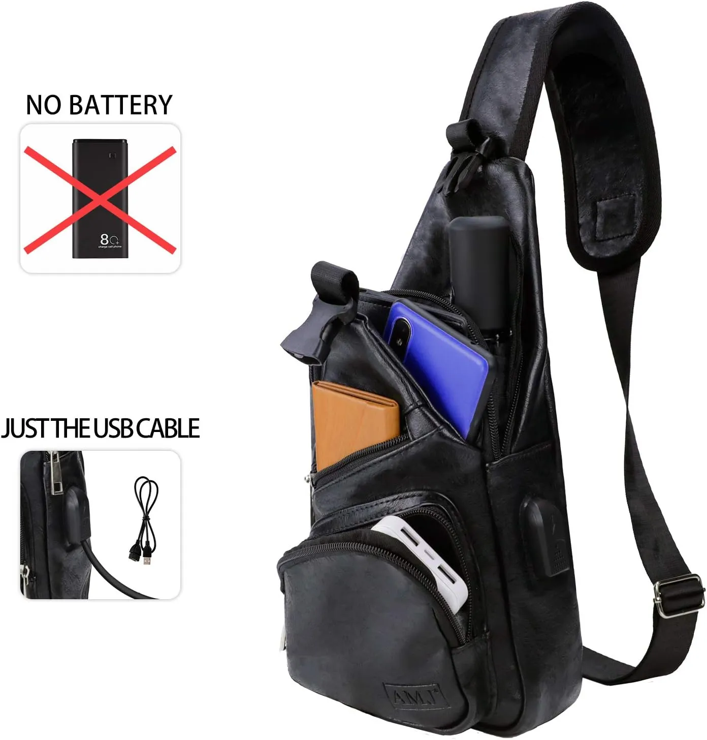 AMJ Crossbody Sling Bag Men Women, Casual Shoulder Backpack, Chest Daypack Satchel for Hiking Travel