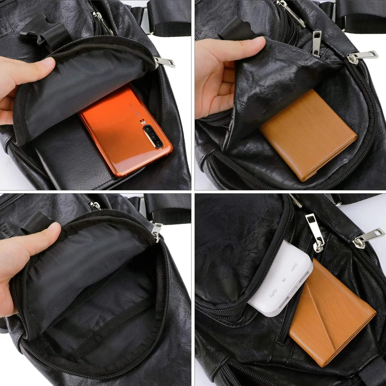 AMJ Crossbody Sling Bag Men Women, Casual Shoulder Backpack, Chest Daypack Satchel for Hiking Travel