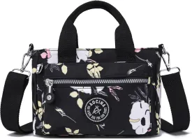 AOCINA Mini Tote Bag with Multi Pockets Small Crossbody Bags for Women Nylon Printed Shoulder Bag