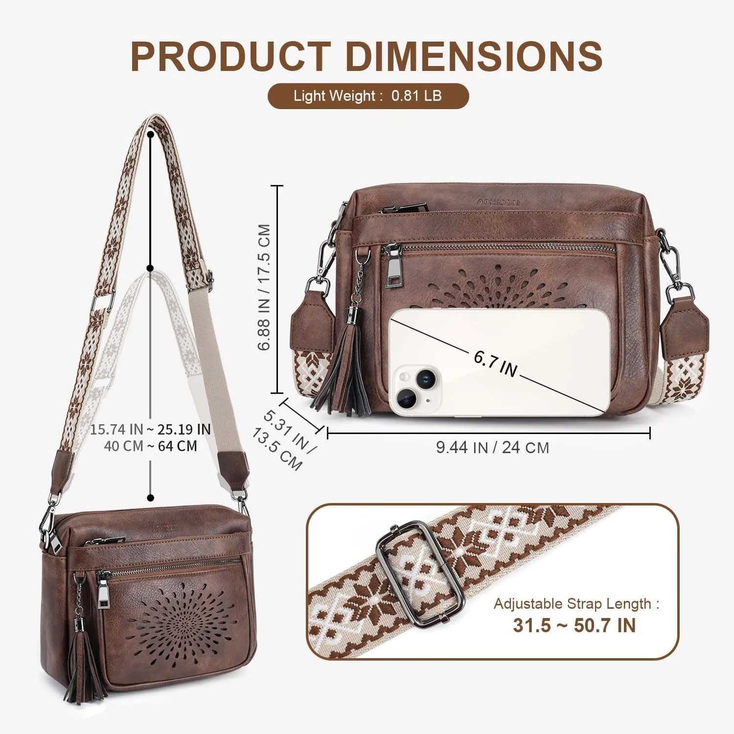 APHISON Crossbody Purse for WomenSmall Crossbody Bags Trendy Vegan Leather Shoulder bag with Adjustable Strap and Tassel
