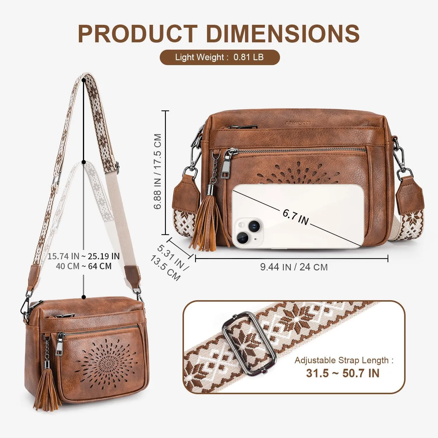 APHISON Crossbody Purse for WomenSmall Crossbody Bags Trendy Vegan Leather Shoulder bag with Adjustable Strap and Tassel