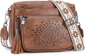 APHISON Crossbody Purse for WomenSmall Crossbody Bags Trendy Vegan Leather Shoulder bag with Adjustable Strap and Tassel