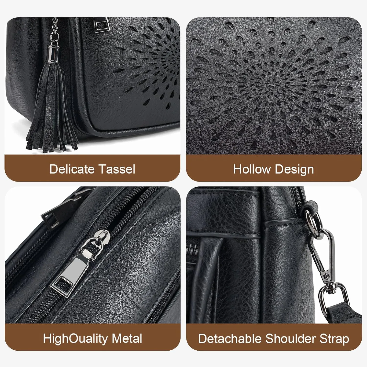 APHISON Crossbody Purse for WomenSmall Crossbody Bags Trendy Vegan Leather Shoulder bag with Adjustable Strap and Tassel