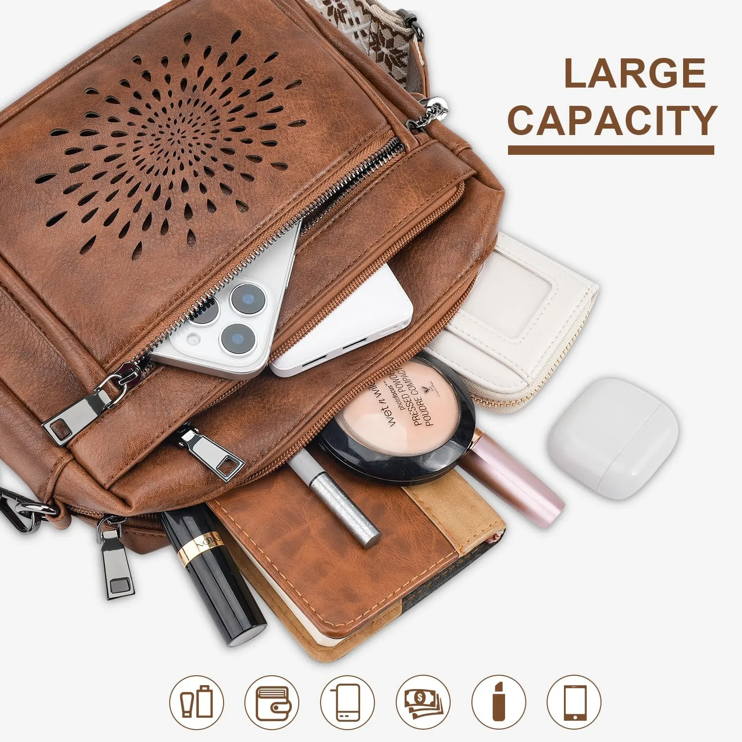APHISON Crossbody Purse for WomenSmall Crossbody Bags Trendy Vegan Leather Shoulder bag with Adjustable Strap and Tassel