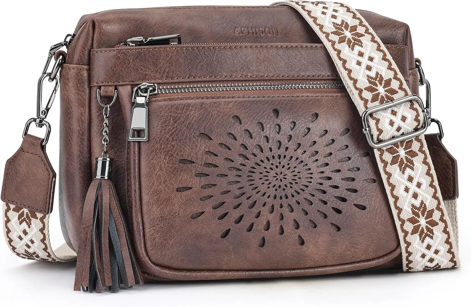 APHISON Crossbody Purse for WomenSmall Crossbody Bags Trendy Vegan Leather Shoulder bag with Adjustable Strap and Tassel
