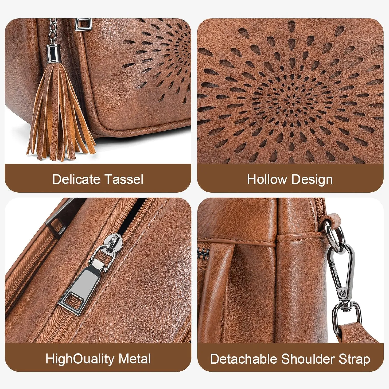 APHISON Crossbody Purse for WomenSmall Crossbody Bags Trendy Vegan Leather Shoulder bag with Adjustable Strap and Tassel