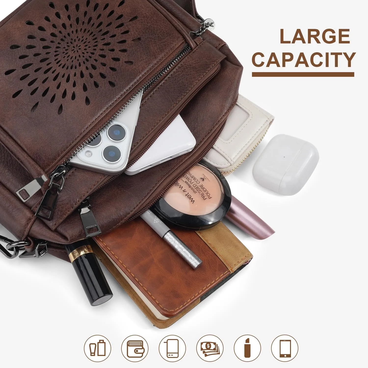 APHISON Crossbody Purse for WomenSmall Crossbody Bags Trendy Vegan Leather Shoulder bag with Adjustable Strap and Tassel