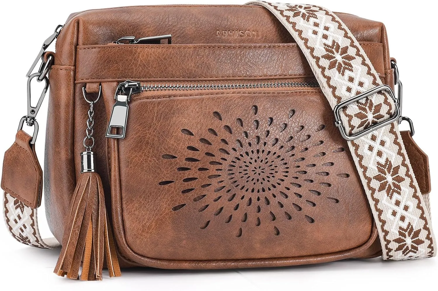 APHISON Crossbody Purse for WomenSmall Crossbody Bags Trendy Vegan Leather Shoulder bag with Adjustable Strap and Tassel