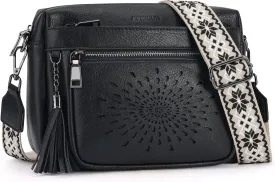 APHISON Crossbody Purse for WomenSmall Crossbody Bags Trendy Vegan Leather Shoulder bag with Adjustable Strap and Tassel