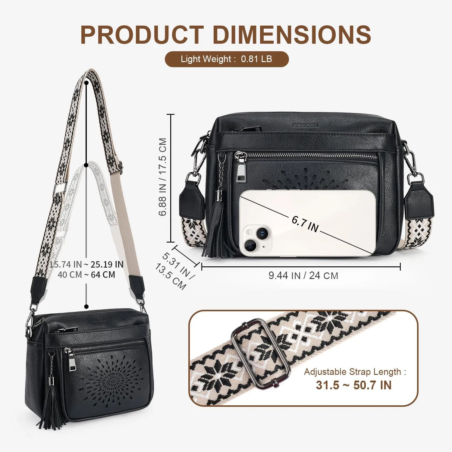 APHISON Crossbody Purse for WomenSmall Crossbody Bags Trendy Vegan Leather Shoulder bag with Adjustable Strap and Tassel