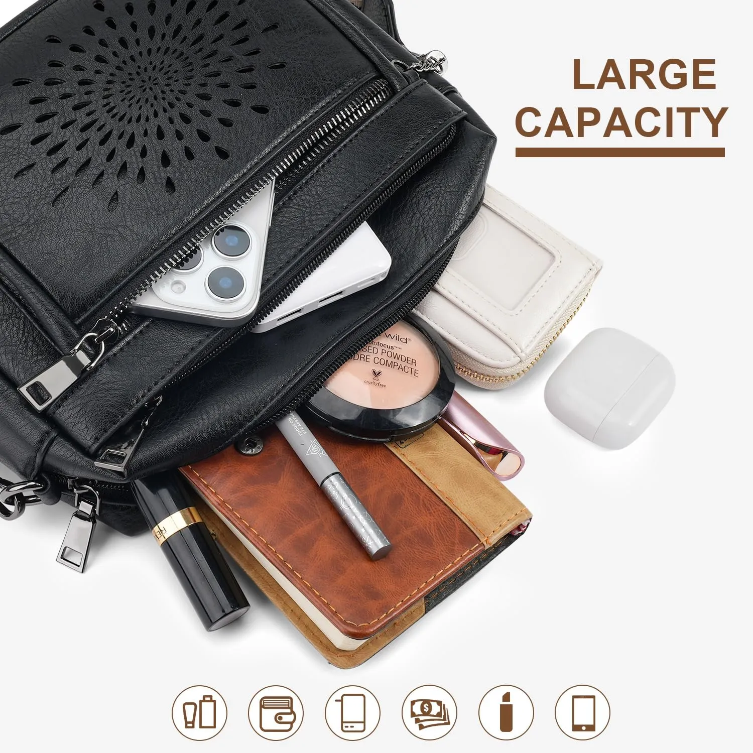 APHISON Crossbody Purse for WomenSmall Crossbody Bags Trendy Vegan Leather Shoulder bag with Adjustable Strap and Tassel