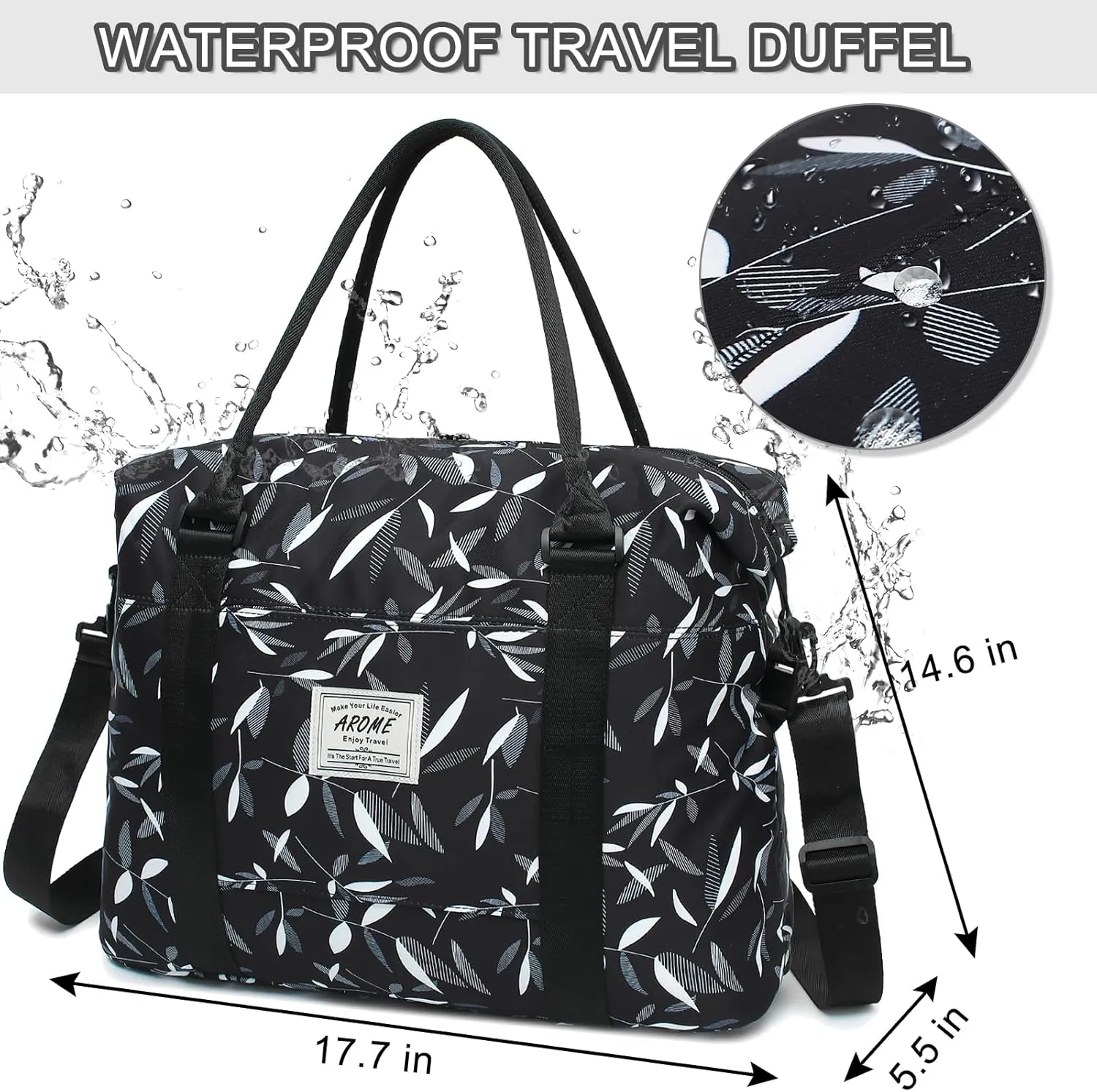 AROME Weekender Bags for Women, Travel Duffel Bag Overnight Weekend Bag Sports Gym Tote Bag with Wet Pocket & Flight Approved