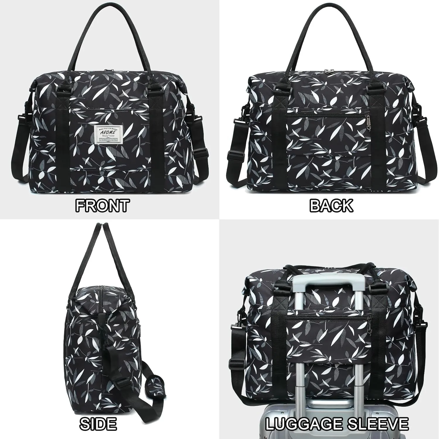 AROME Weekender Bags for Women, Travel Duffel Bag Overnight Weekend Bag Sports Gym Tote Bag with Wet Pocket & Flight Approved