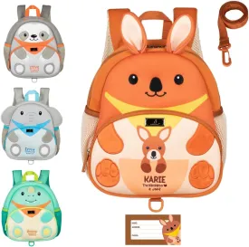 BabbleRoo Toddler Backpack, Kids Backpack - Light & Comfortable, Water Resistant Neoprene, Bag Leash for Toddlers 1-3, Reflective Strips for Visibility, Animal Bag, Karie the Kangaroo