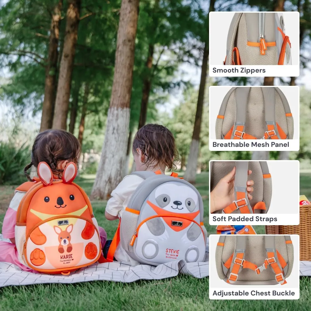 BabbleRoo Toddler Backpack, Kids Backpack - Light & Comfortable, Water Resistant Neoprene, Bag Leash for Toddlers 1-3, Reflective Strips for Visibility, Animal Bag, Stevie the Sloth