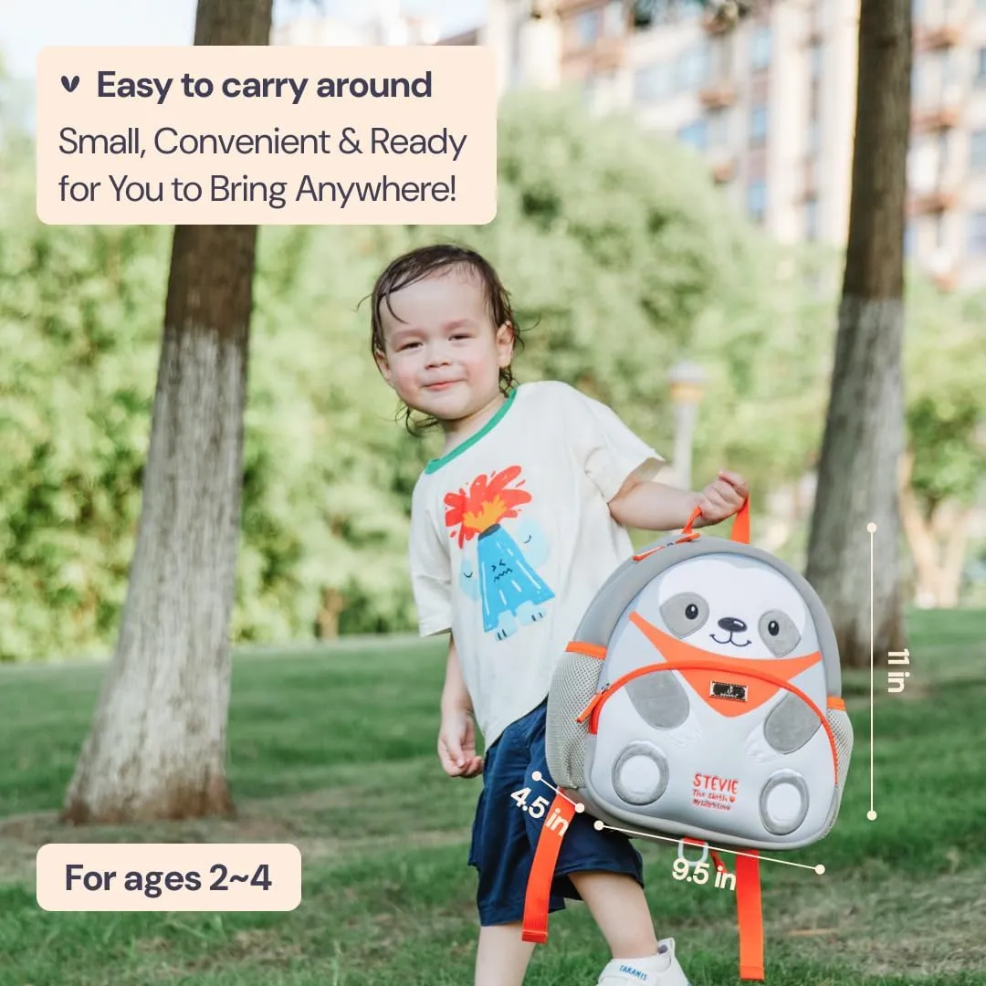 BabbleRoo Toddler Backpack, Kids Backpack - Light & Comfortable, Water Resistant Neoprene, Bag Leash for Toddlers 1-3, Reflective Strips for Visibility, Animal Bag, Stevie the Sloth