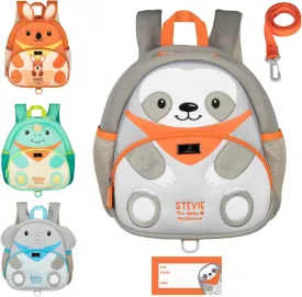 BabbleRoo Toddler Backpack, Kids Backpack - Light & Comfortable, Water Resistant Neoprene, Bag Leash for Toddlers 1-3, Reflective Strips for Visibility, Animal Bag, Stevie the Sloth
