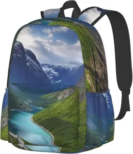 Backpack Casual Daypack for Men Women Norwegian fjords Laptop Backpack Lightweight Travel Bag Shoulder Bag for Work Hiking