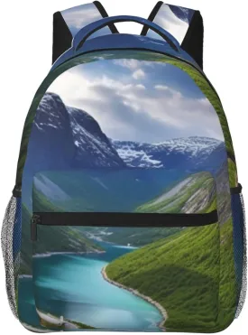 Backpack Casual Daypack for Men Women Norwegian fjords Laptop Backpack Lightweight Travel Bag Shoulder Bag for Work Hiking