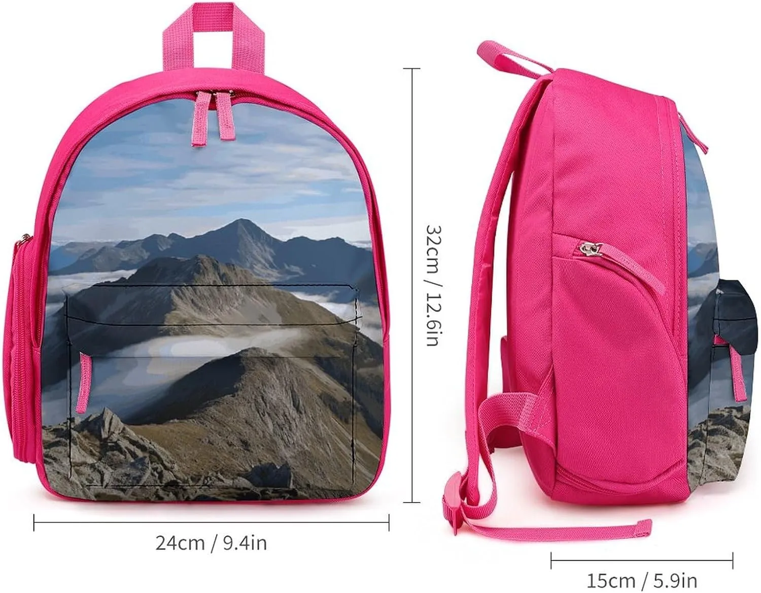 Backpack for Men Women Summits And Ridges Laptop Backpack Lightweight Casual Bookbag for Business Hiking (pink-style)