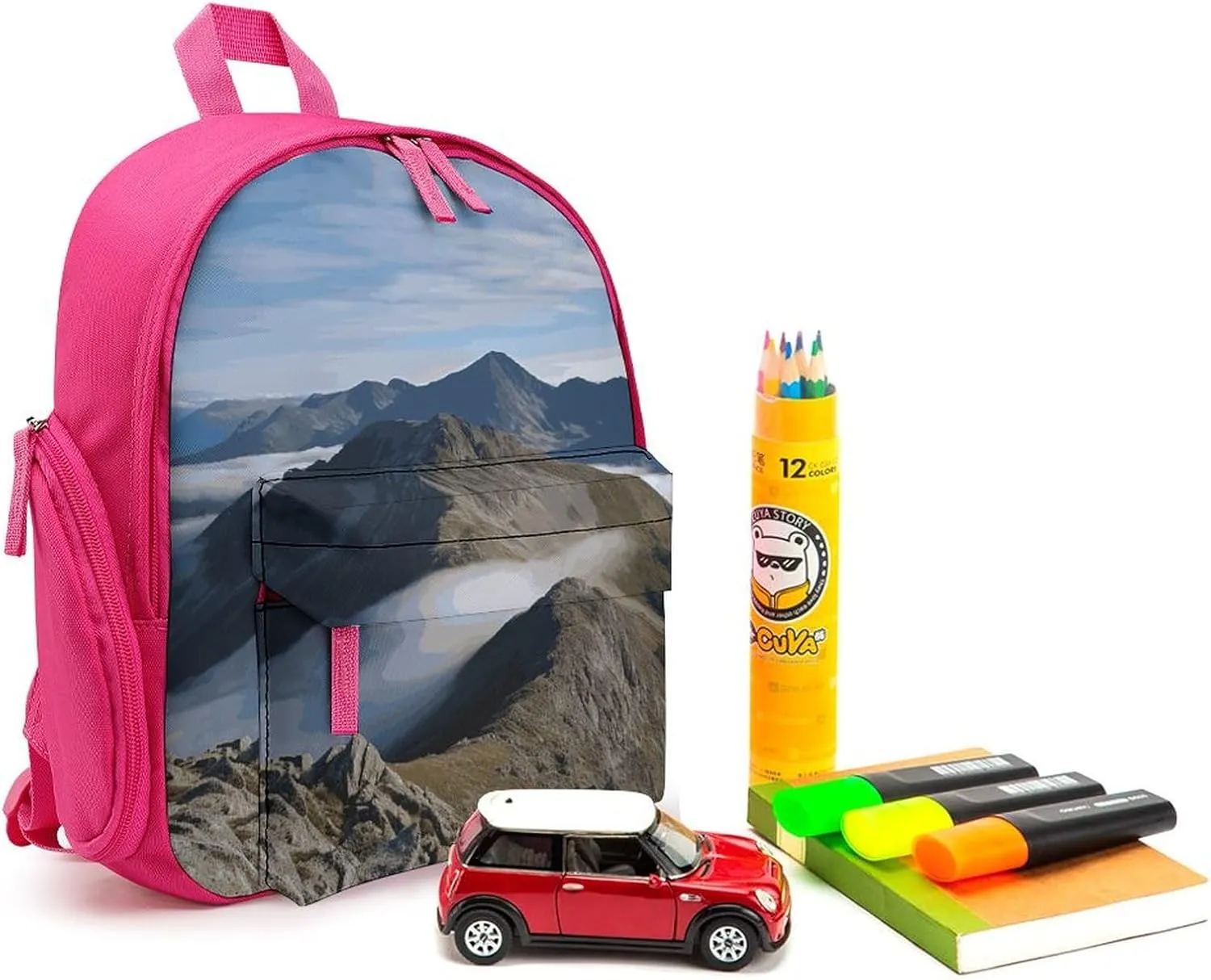 Backpack for Men Women Summits And Ridges Laptop Backpack Lightweight Casual Bookbag for Business Hiking (pink-style)