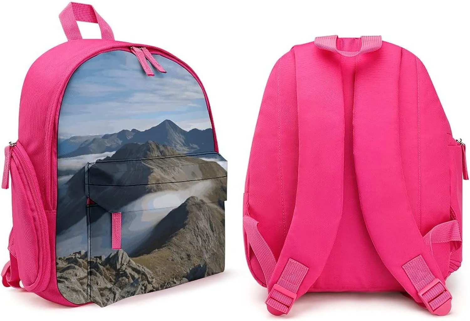 Backpack for Men Women Summits And Ridges Laptop Backpack Lightweight Casual Bookbag for Business Hiking (pink-style)