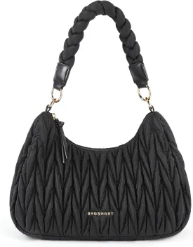BAGSMART Small Shoulder Bags for Women, Puffy Cute Purses for Women with Woven Top-Handle, Quilted Crescent Hobo Handbag
