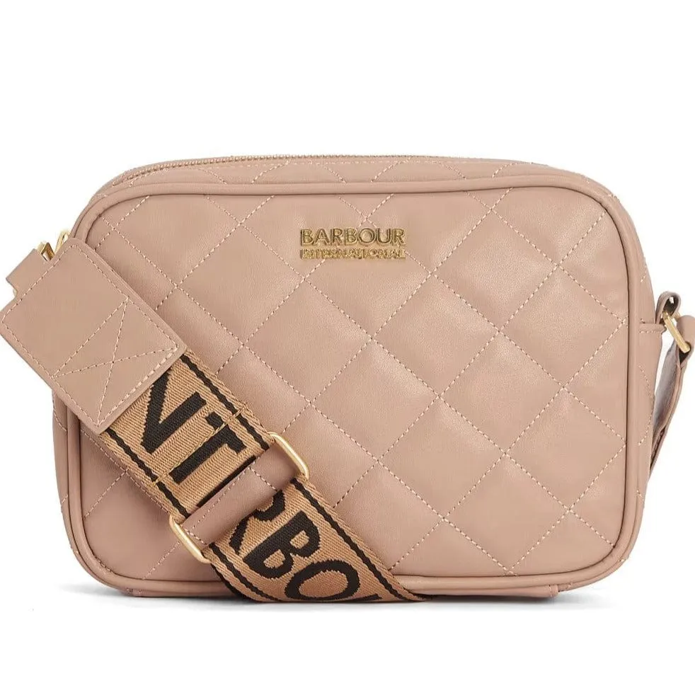Barbour International Sloane Quilted Crossbody Bag In Camel