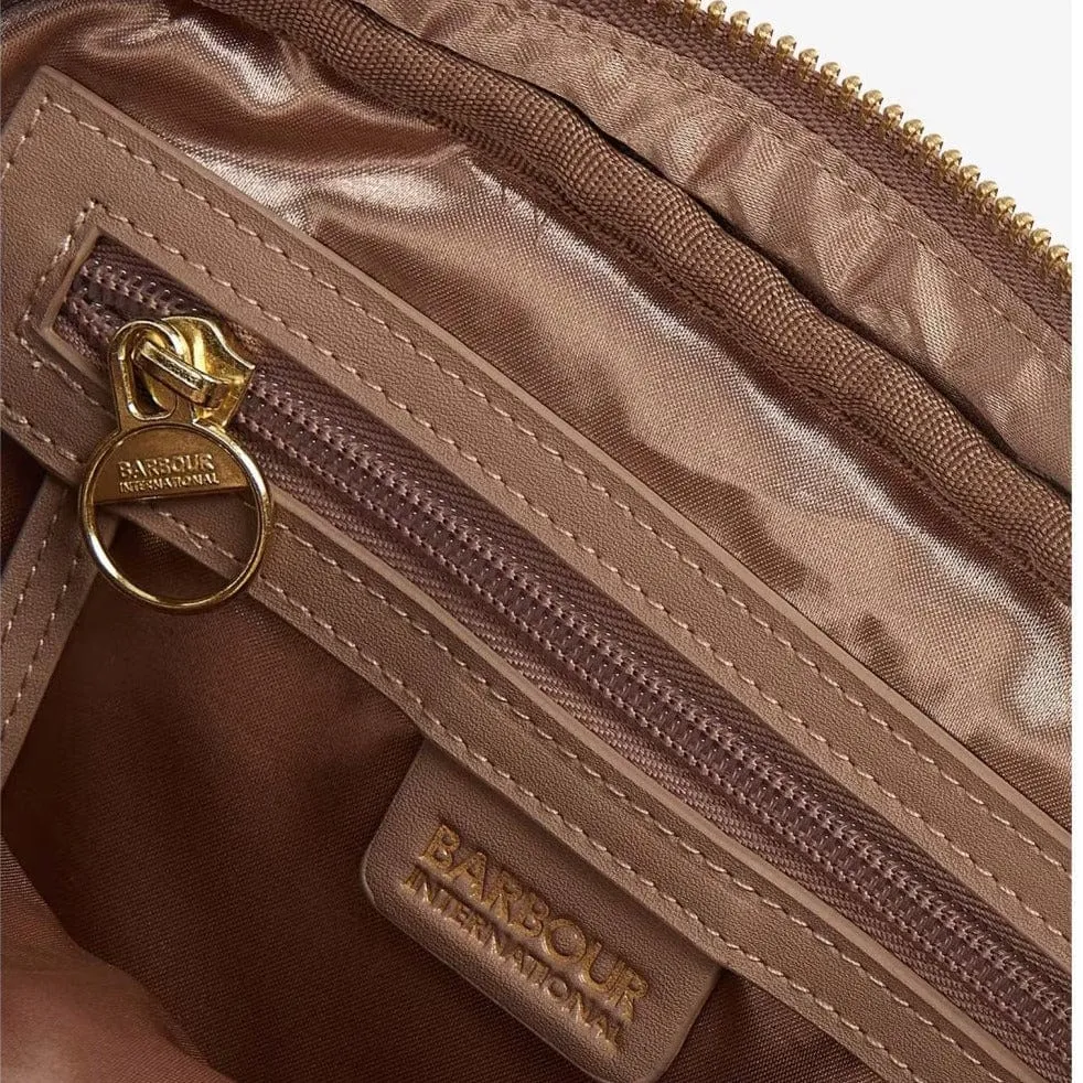 Barbour International Sloane Quilted Crossbody Bag In Camel