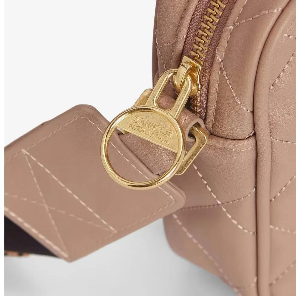 Barbour International Sloane Quilted Crossbody Bag In Camel