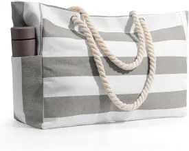 Beach Bag for Women Large Waterproof Pool Bag with Zipper, Sandproof Canvas Travel Tote Bags Gifts for Women