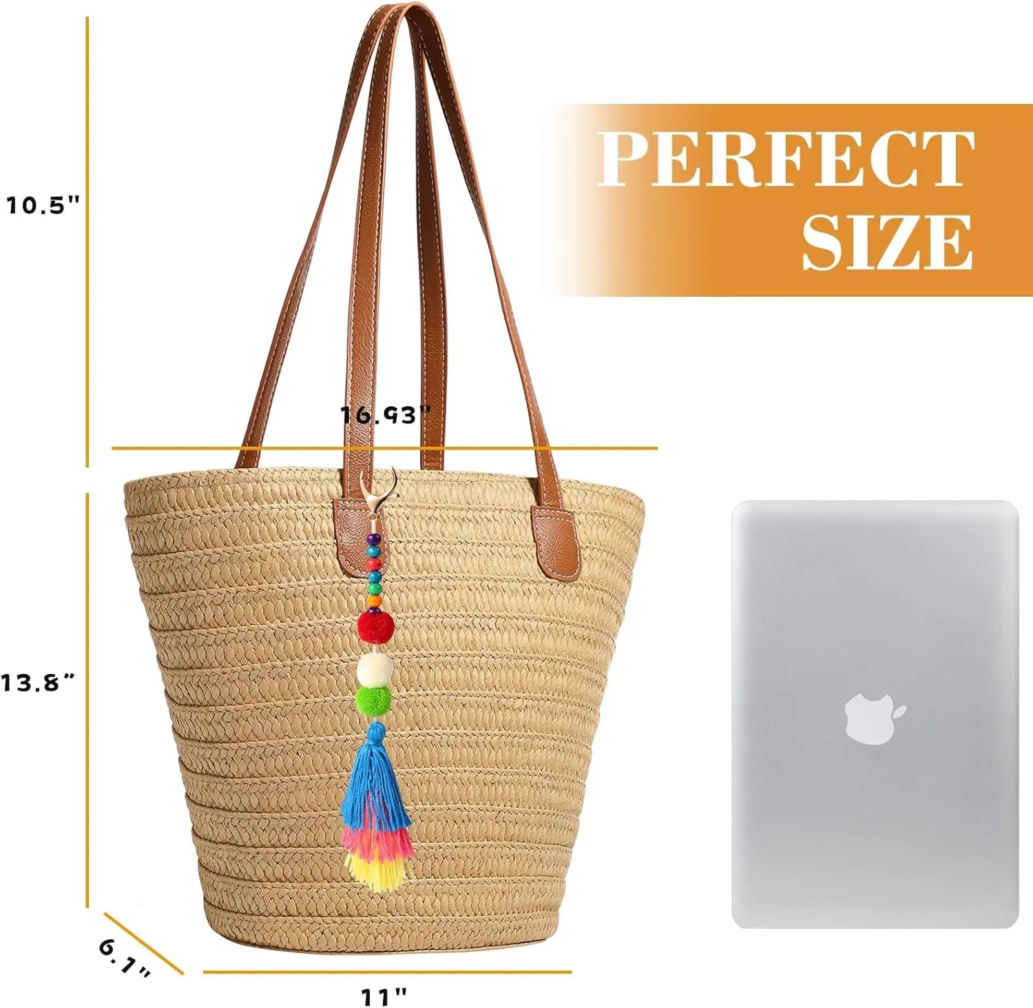 Beach Bags for Women, Large Beach Bag, Woven Straw Tote Bags Waterproof, Weaving Swim Shopping Travel Bag