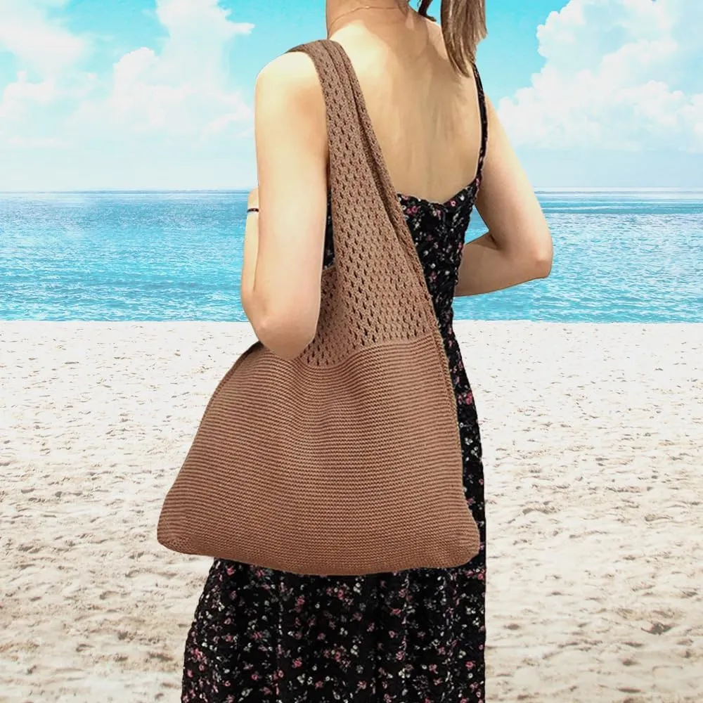 Beach Tote Bags for Women, Summer Slouchy Hobo Shoulder Crossbody Bag Womens Boho Purses and Handbags