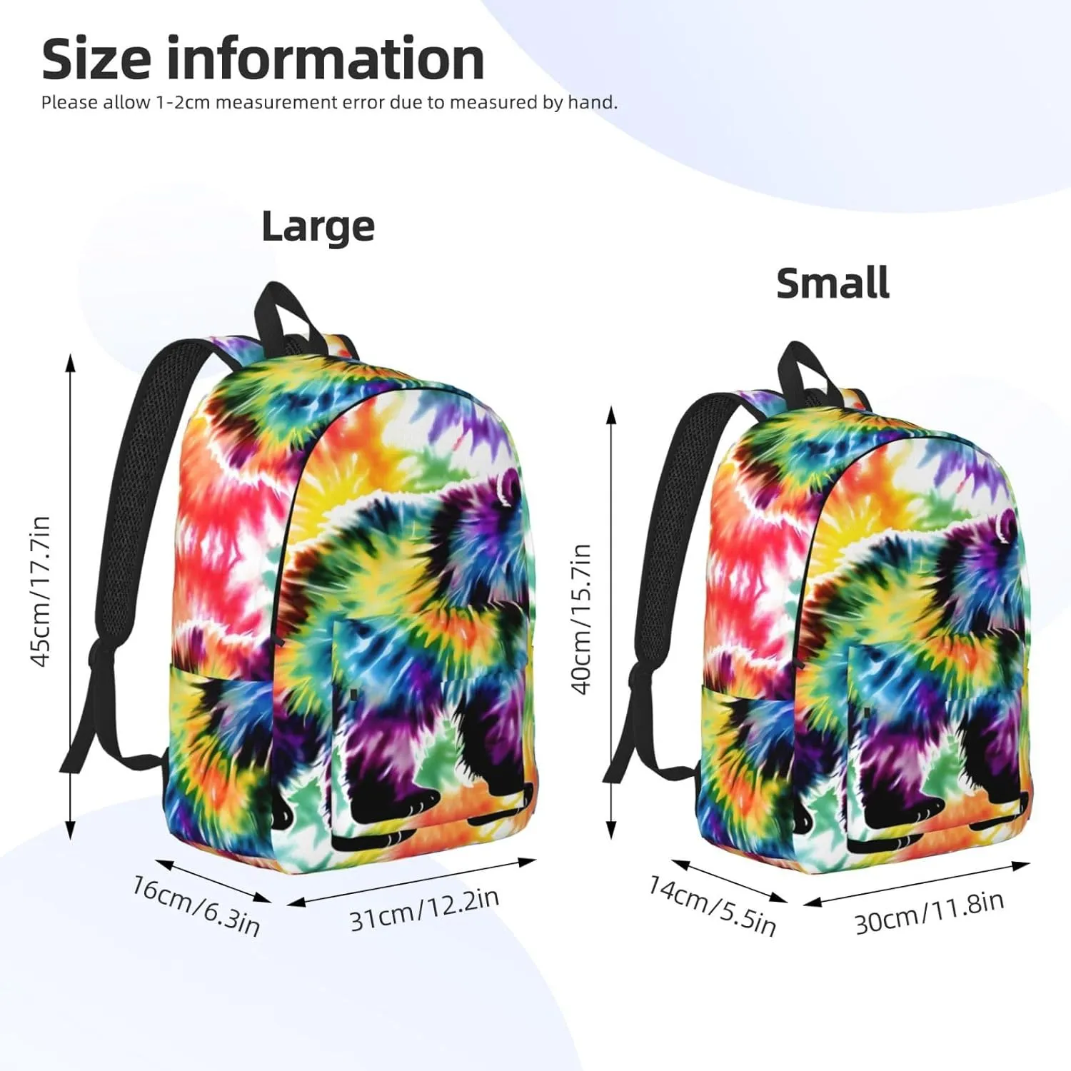 Bear Dancing Tie Dye Print Canvas Backpack Women,Mens Travel Casual Daypack Bookbag For Laptop Work Travel Hiking
