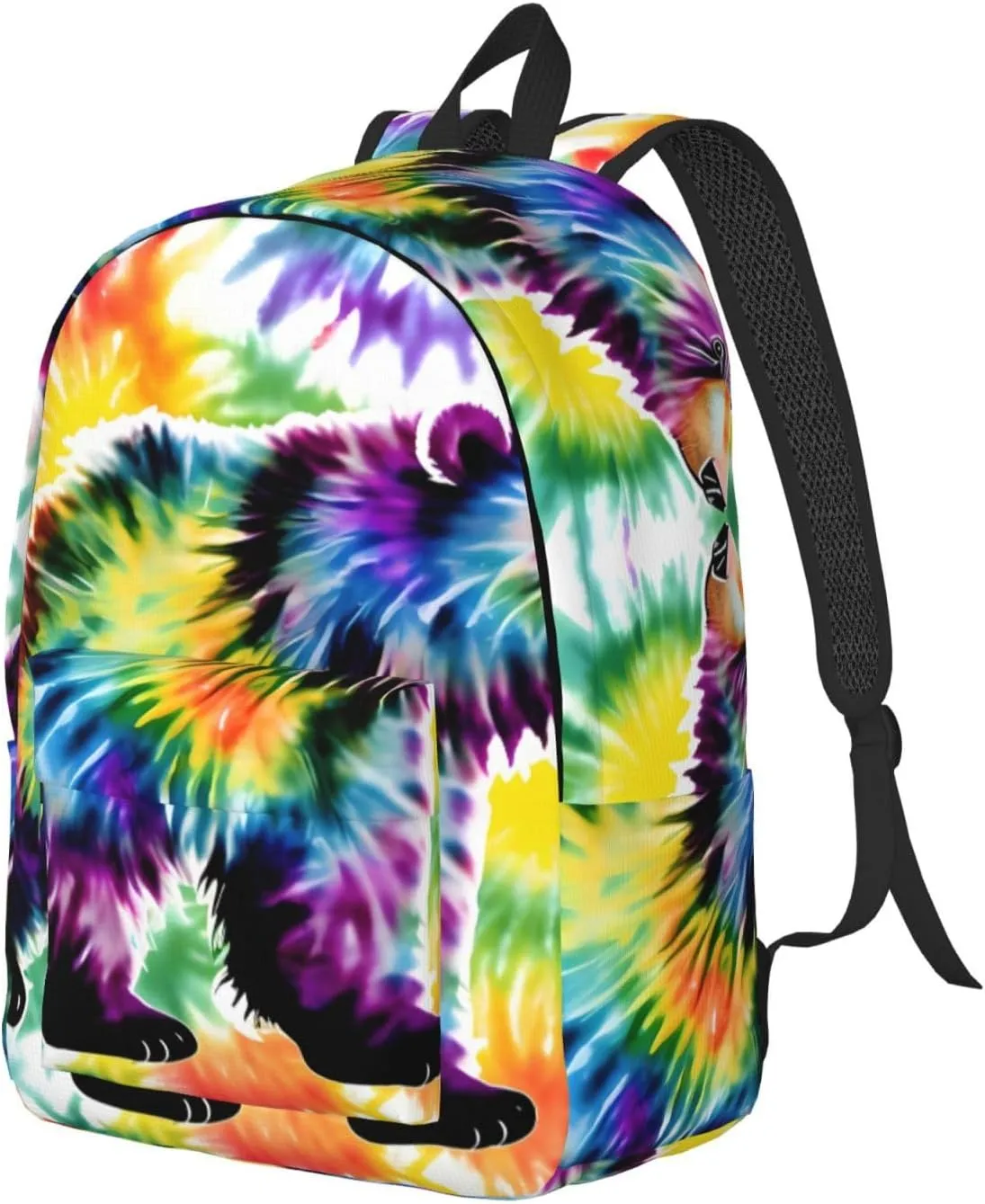 Bear Dancing Tie Dye Print Canvas Backpack Women,Mens Travel Casual Daypack Bookbag For Laptop Work Travel Hiking