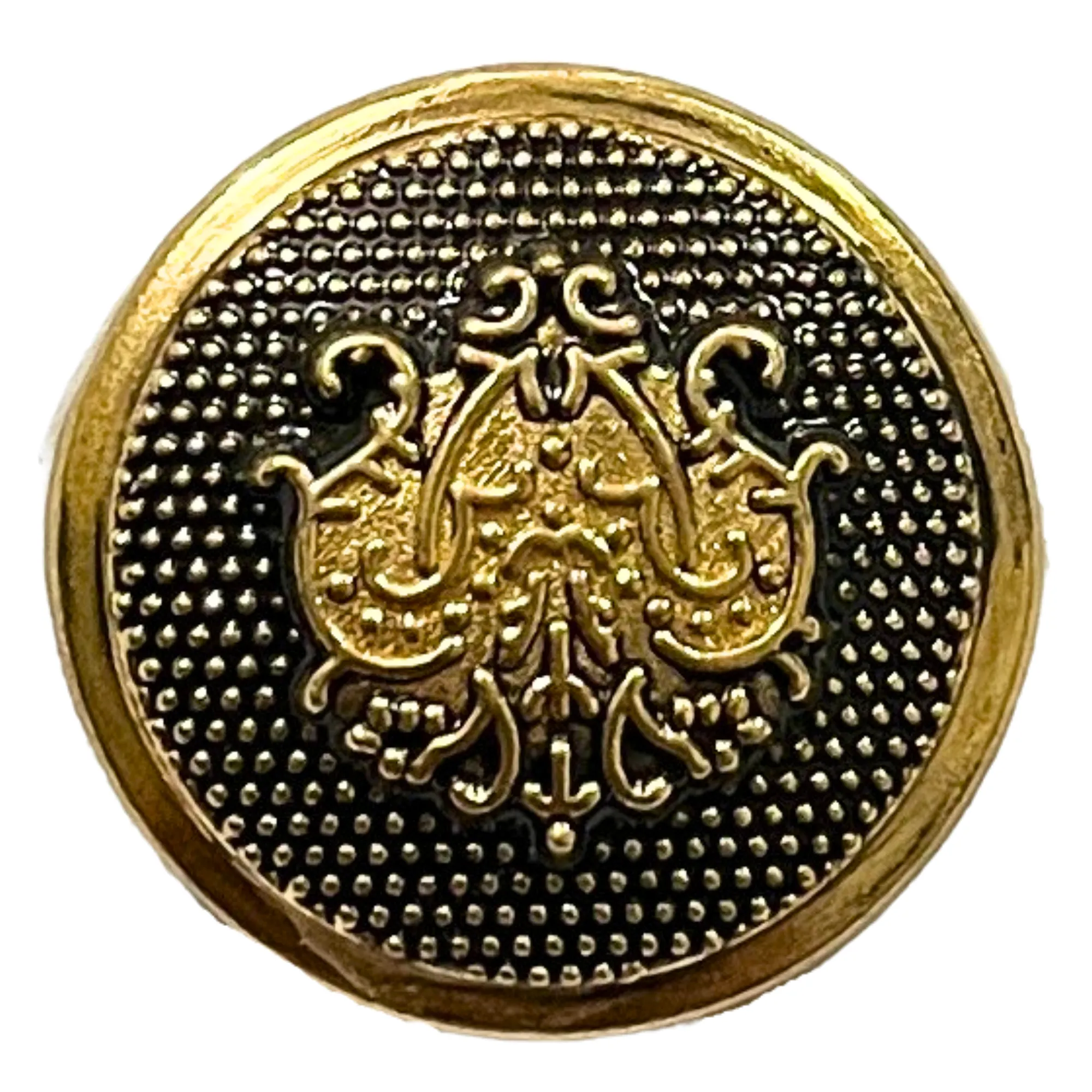 Black & Golden Color King & Queen Singhasan Designer Round 1 Hole Metal Buttons