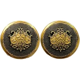 Black & Golden Color King & Queen Singhasan Designer Round 1 Hole Metal Buttons
